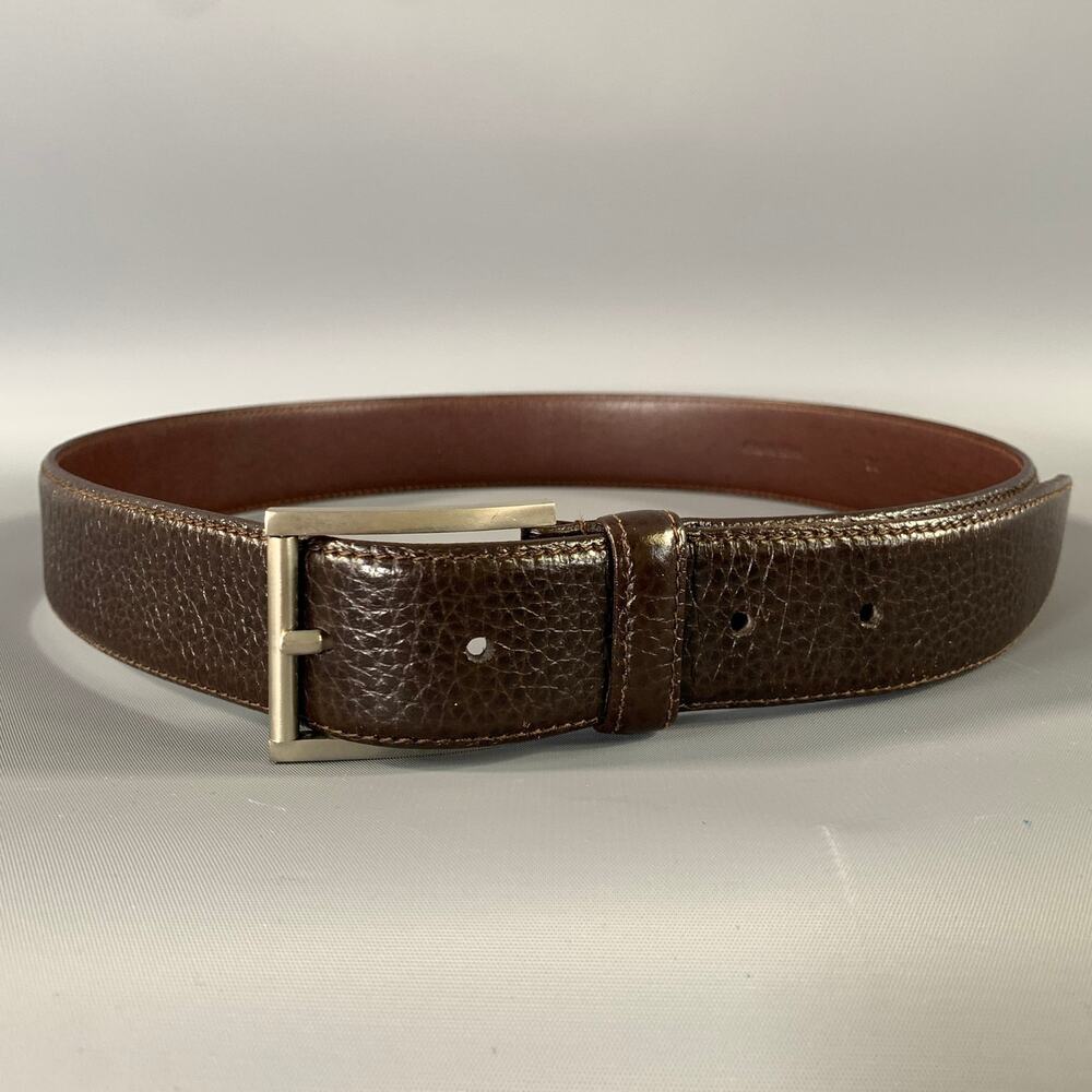 BURBERRYS Size 32 Brown Pebble Grain Leather Belt